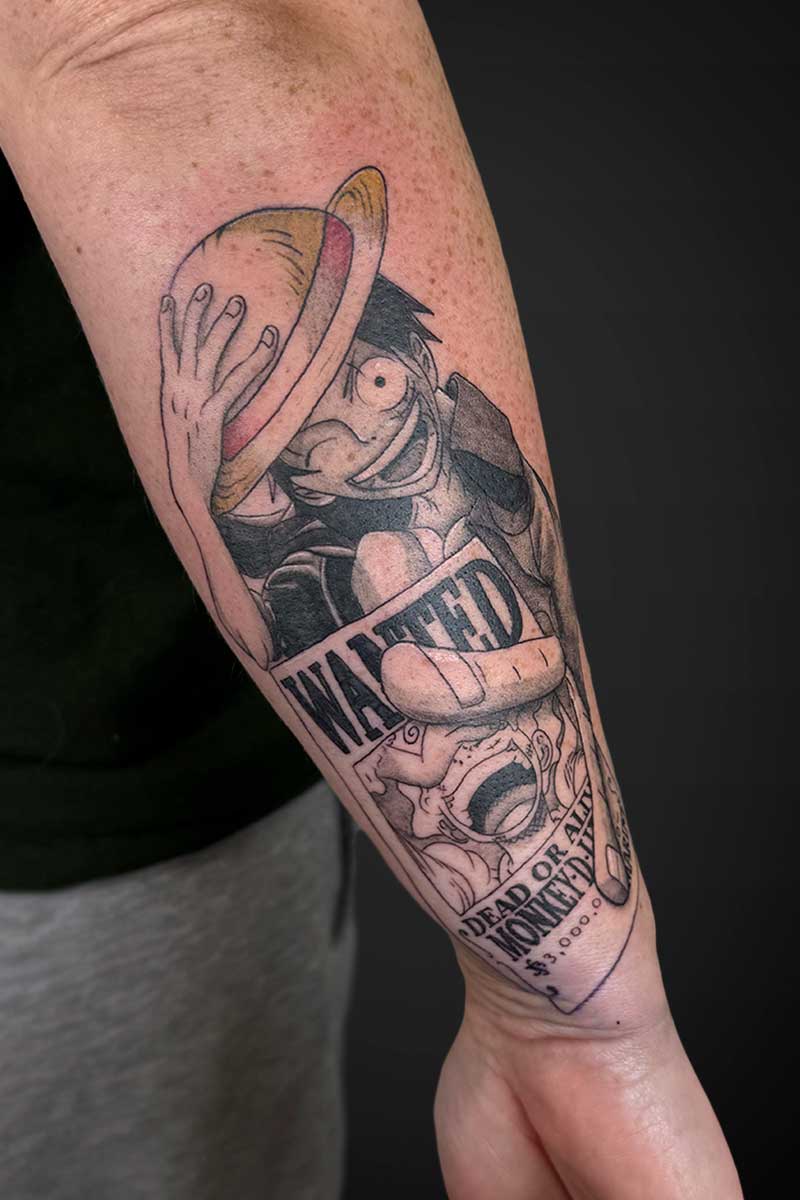 Anime tattoo Luffy One Piece by Jesse