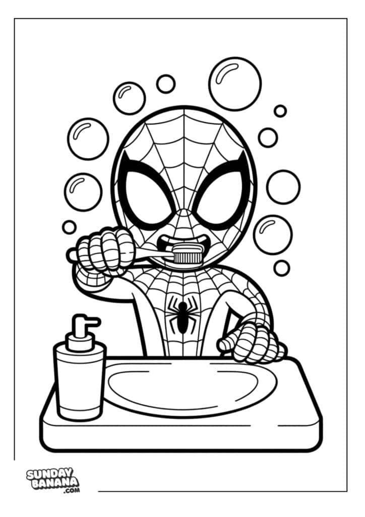 58-brushing-teeth-spiderman-coloring-page Spiderman brushing teeth coloring page