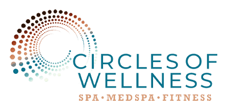 Circles of wellness logo with spa, medspa, and fitness icons representing holistic health and wellness services by Syslo Ventures in the health and beauty industry.