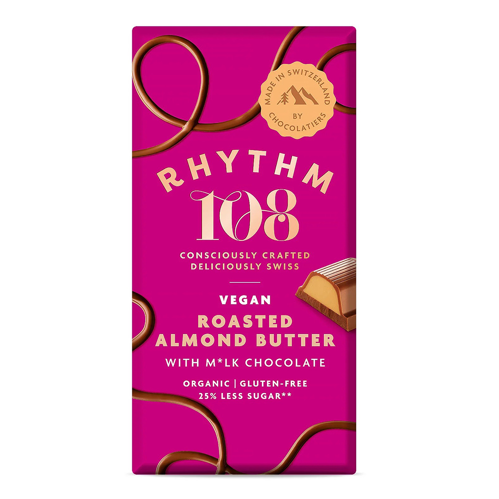 rhythm 108 roasted almond butter vegan chocolade 100gr