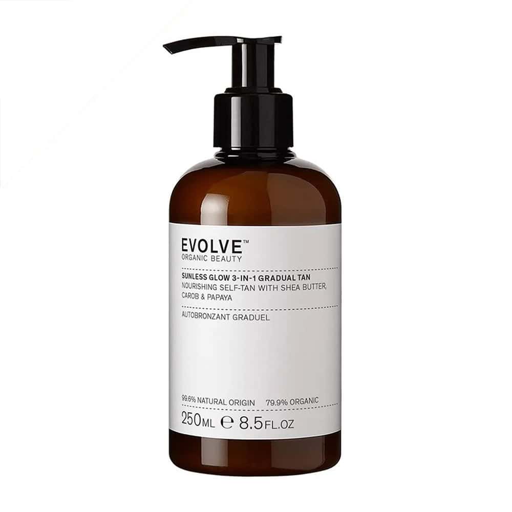 evolve beauty sunless glow 3-in-1 gradual tan 250ml vegan zelfbruiner