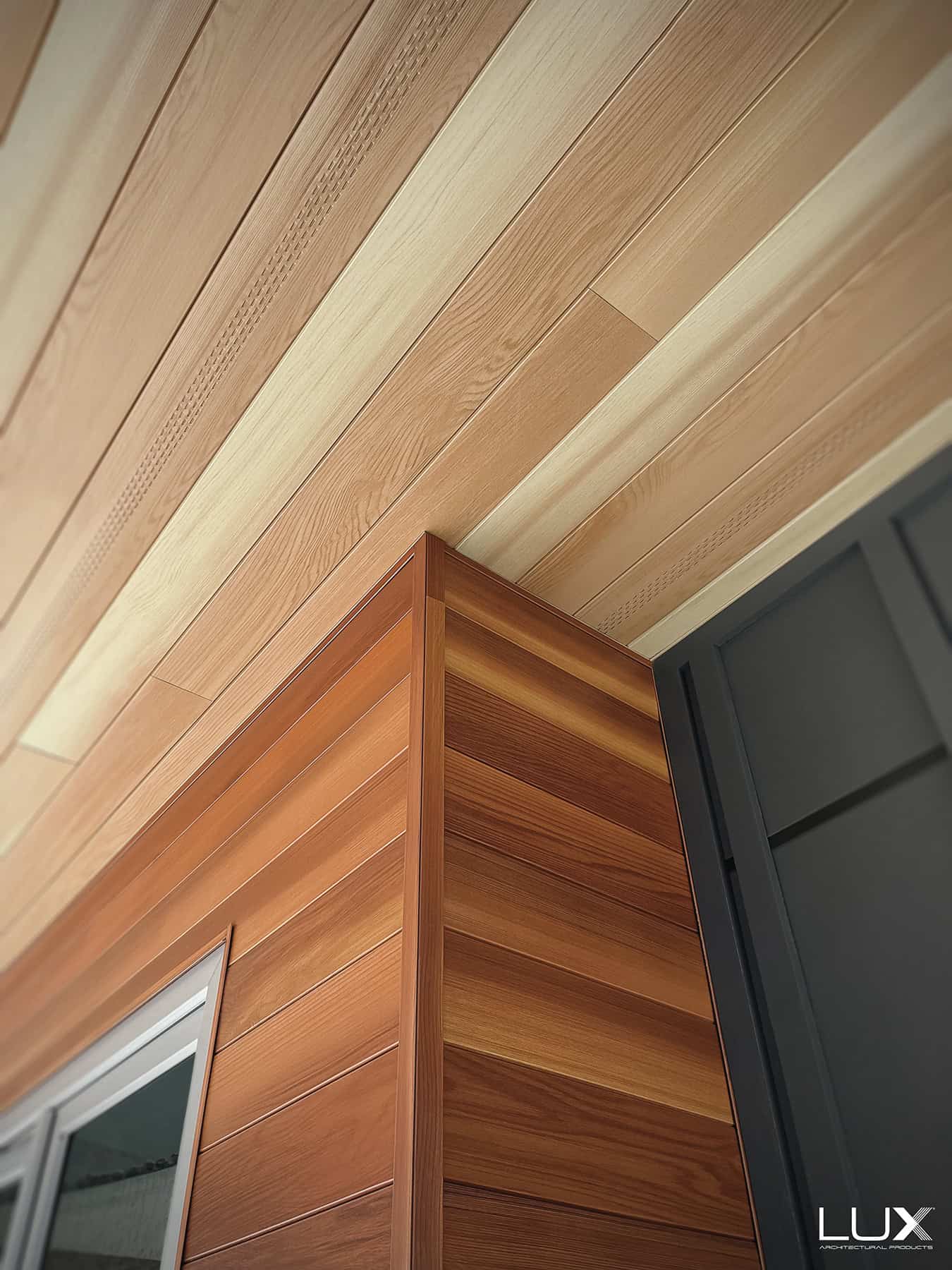 Wooden interior wall and ceiling panels showcasing quality craftsmanship at Tamar Building Products.