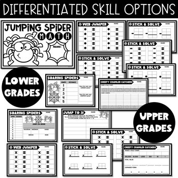 Jumping Spider Math Stations - Halloween Math Activities, Fall Party, Games - Image 4