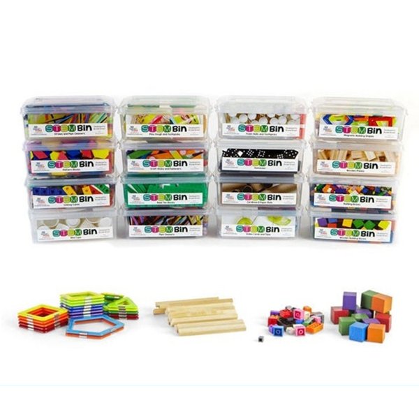 hand2mind STEM Bins kit: labeled bins with building materials