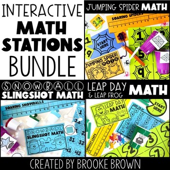 Interactive Math Stations BUNDLE - Jumping Spider, Snowball Slingshot, Leap Frog