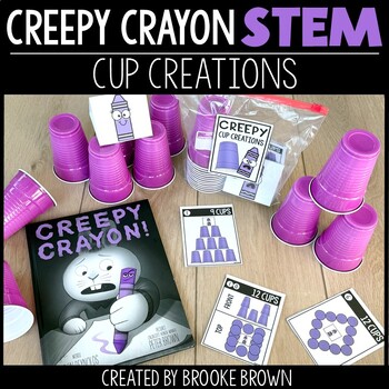 Creepy Crayon Cup Towers STEM Activities - Halloween, Fall Party Stations