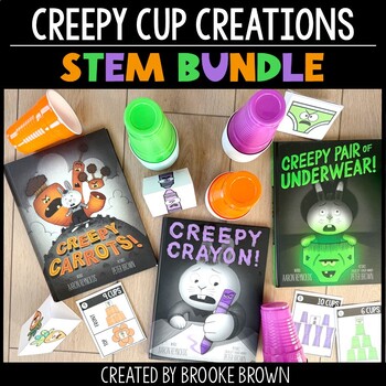 Creepy Carrots, Crayon, Pair of Underwear Cup Towers STEM Activities Halloween
