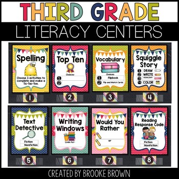 Third Grade Literacy Centers Made EASY! cover