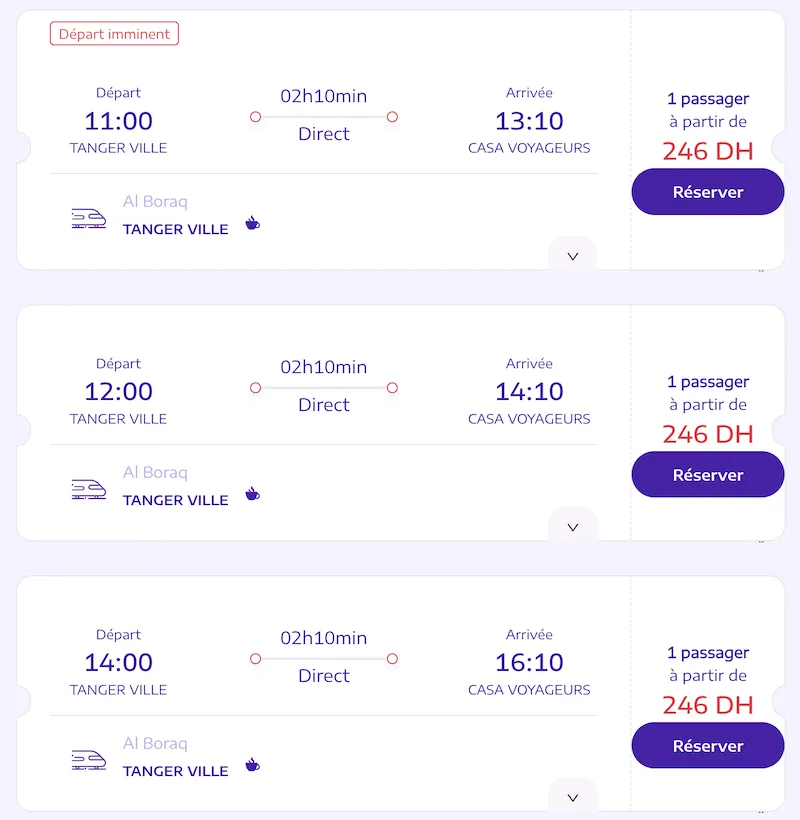 precios tren tanger casablanca