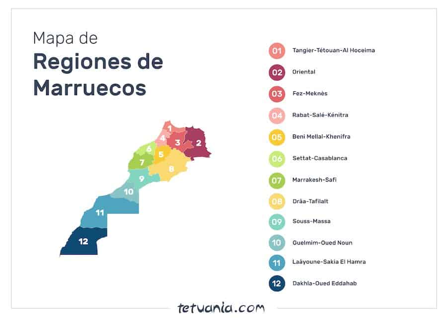 mapa politico regiones marruecos