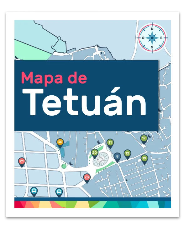 Mapa de Tetuán con puntos de interés y calles principales para visitar.