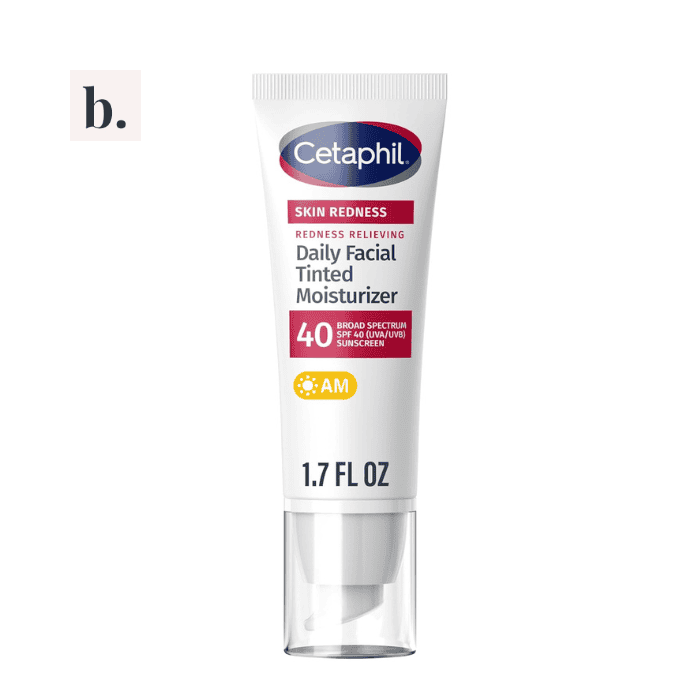 Cetaphil Redness Relieving Daily Facial Tinted Moisturizer SPF 40 2 Cetaphil tinted moisturizer with SPF 40 for redness relief and sun protection.