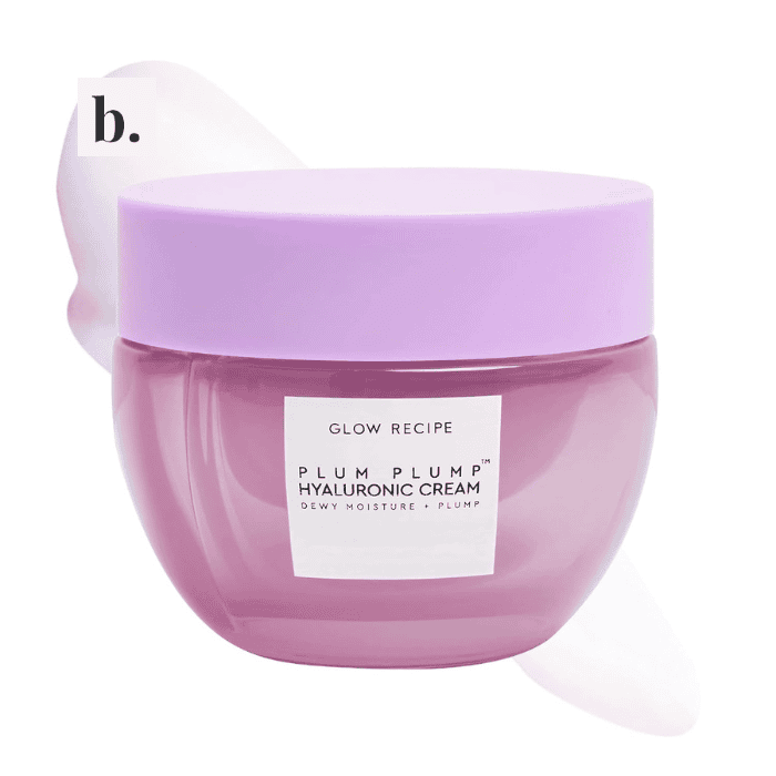Glow Recipe Plum Plump Hyaluronic Cream 2 Pink jar of Glow Recipe Plum Plump Hyaluronic Cream on white background.