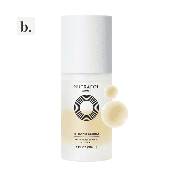 Nutrafol Strand Serum 2 Nutrafol Strand Serum for hair health in a sleek white bottle.