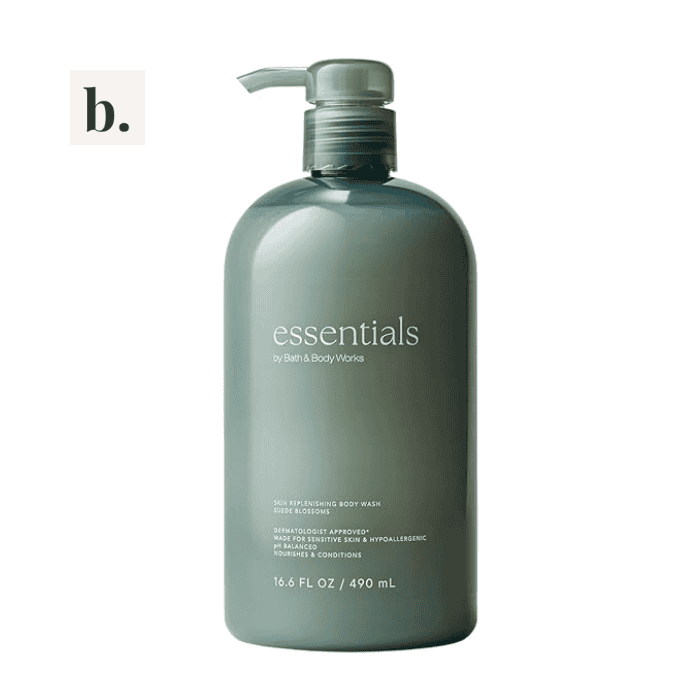 Bath & Body Works Suede Blossoms Skin Replenishing Body Wash 2 Essentials by Bath & Body Works Suede Blossoms Body Wash bottle.