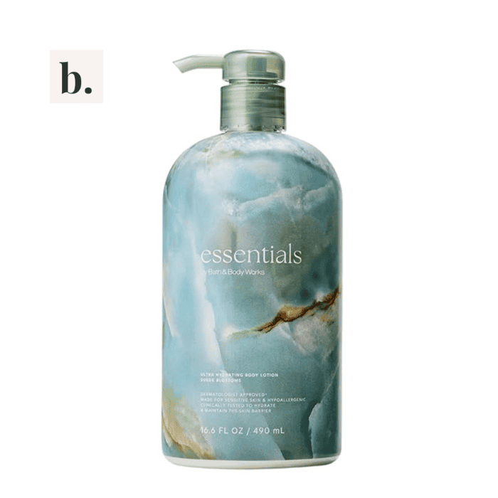 Bath & Body Works Suede Blossoms Ultra Hydrating Body Lotion 2 Bath & Body Works Essentials body lotion with a marble design bottle.