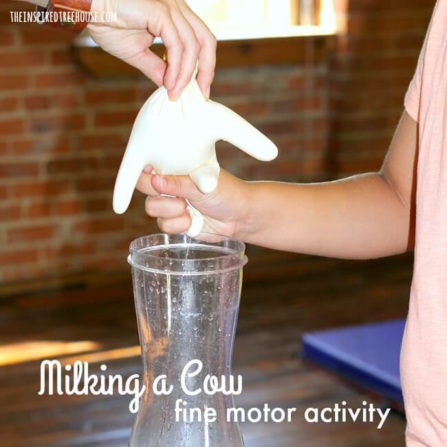 The Inspired Treehouse - We are always looking for fine motor skills activities to add into the mix! This fun Milking a Cow activity is perfect for a farm or animal theme in a preschool classroom!