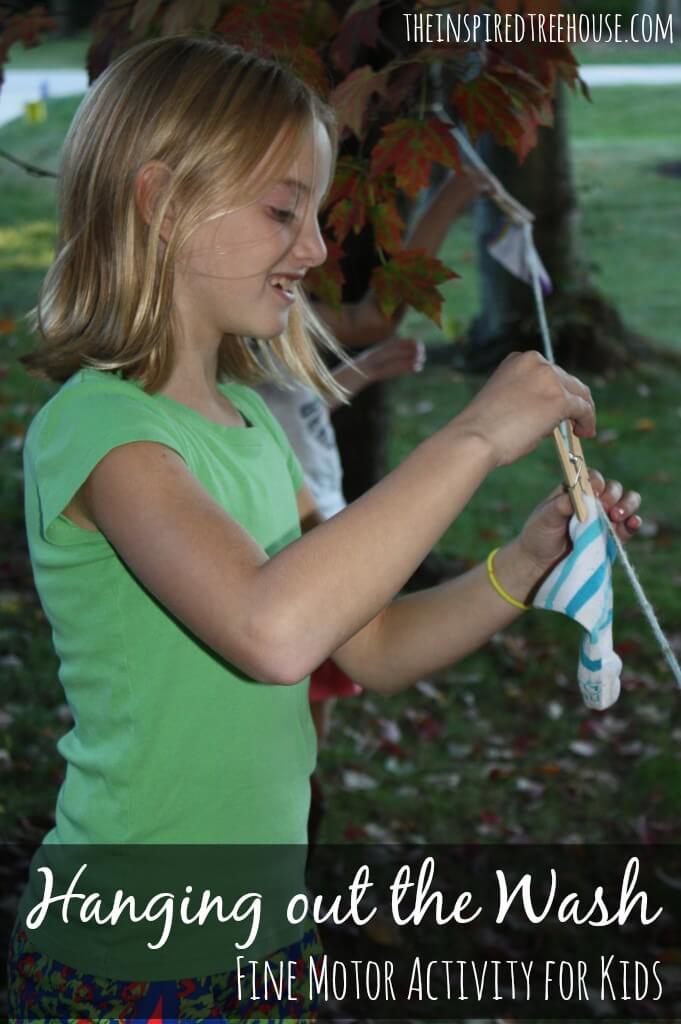 fine motor activities hanging out the wash