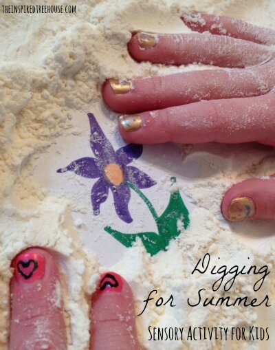 digging for summer sensory activities for kids title