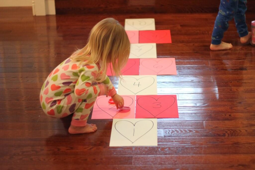 toddler approved heart hopscotch