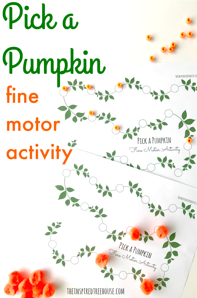 Free printable pumpkin activities pages for fine motor skills.