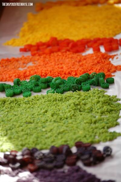 colored rice and pasta kids activities