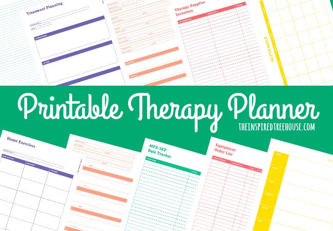 The Inspired Treehouse - This printable planner for pediatric therapists is full of schedules, calendars, note pages, data sheets, treatment planning pages and more!