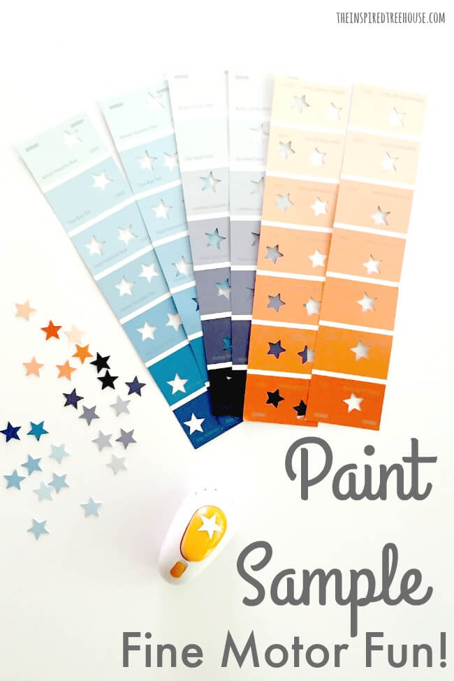 The Inspired Treehouse - There are tons of fun fine motor activities to do with paint samples! Get out your scissors and hole punches and get started!