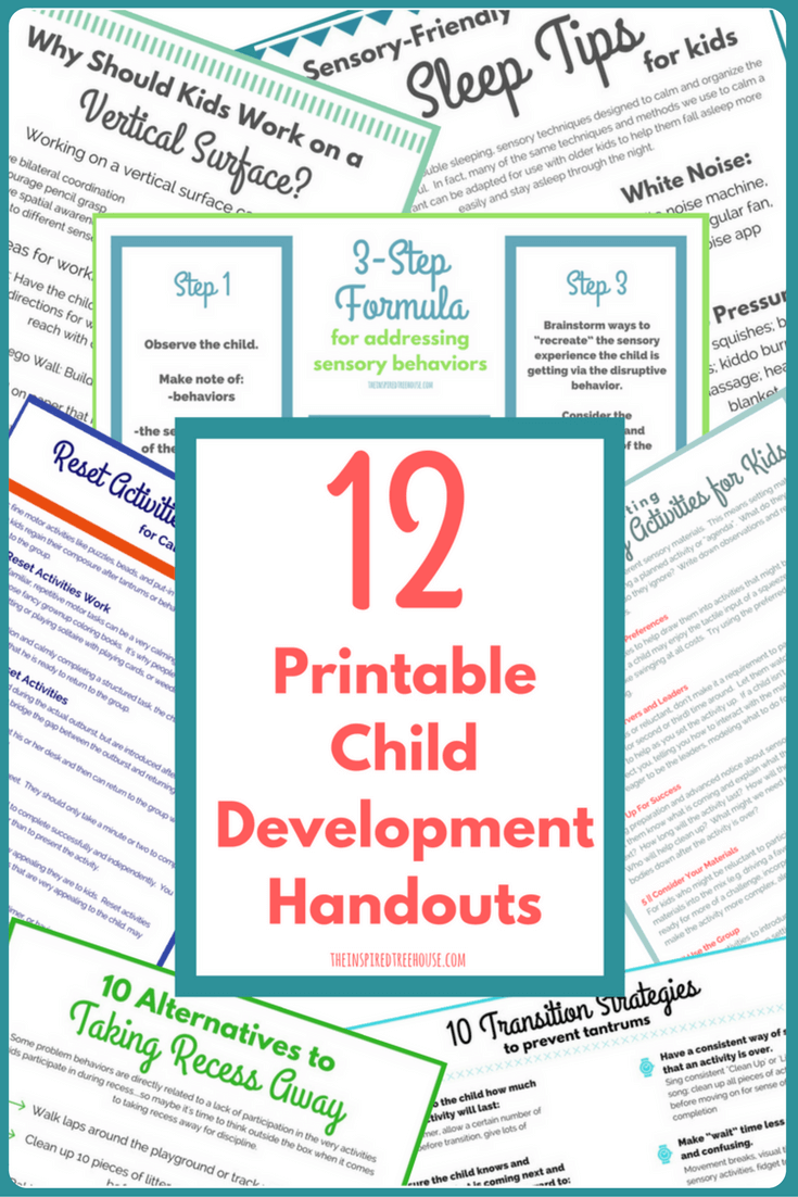 The Inspired Treehouse - 12 Pack of Printable Information Handouts for therapists, teachers, and parents!