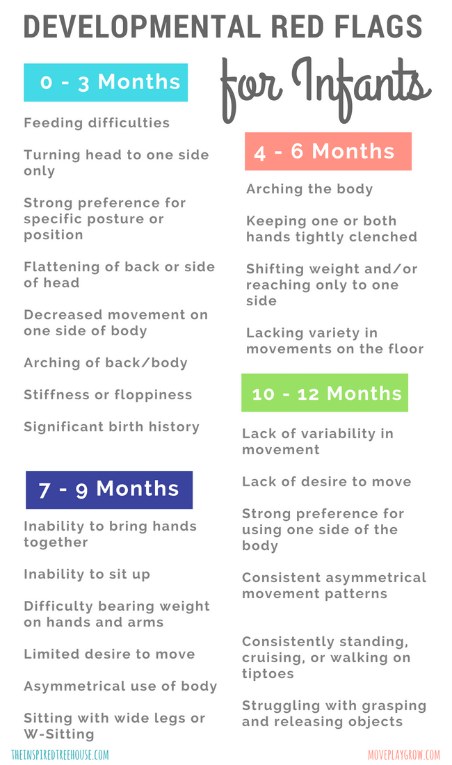 The Inspired Treehouse - Learn about some common developmental red flags for infants that we use to identify developmental delays and other problems.