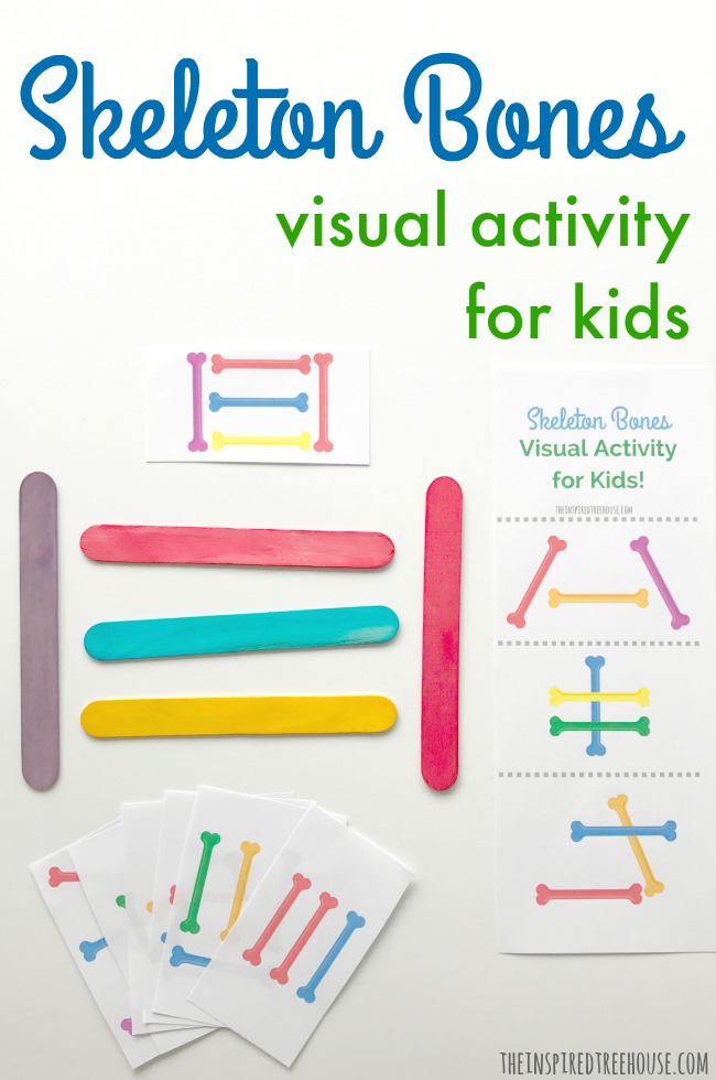 The Inspired Treehouse - This spooky skeleton bones visual activity for kids is the perfect way to challenge visual skills during the Halloween season and beyond!