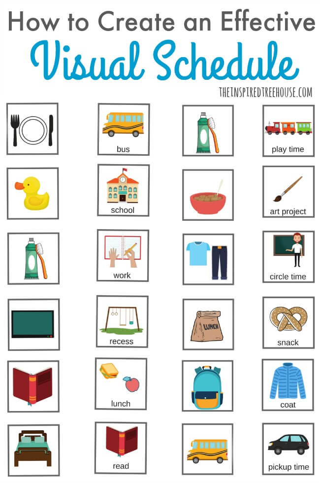 The Inspired Treehouse - Learn more about creating effective visual schedules for kids from occupational therapist, Meg Proctor!