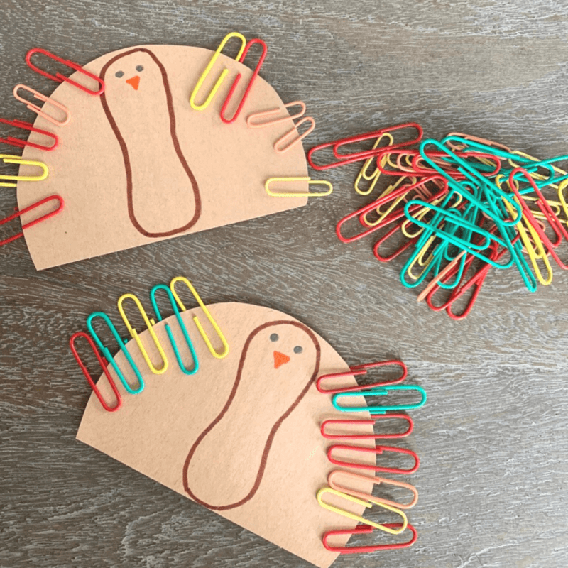 paperclip turkey craft for preschoolers