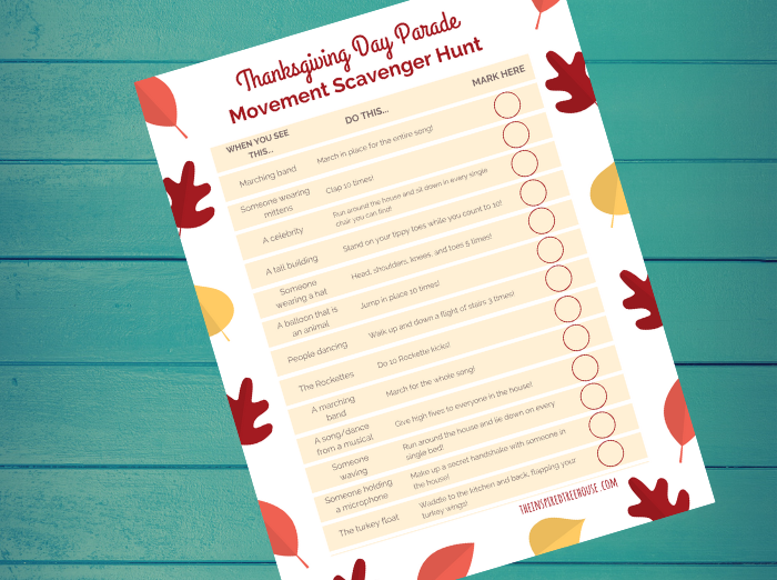 printable movement scavenger hunt for thanksgiving day parade