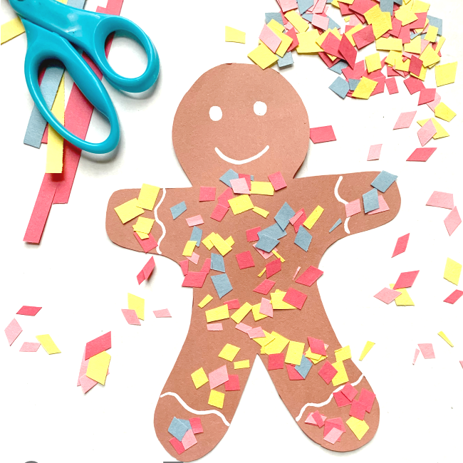 gingerbread craft with construction paper and scissors