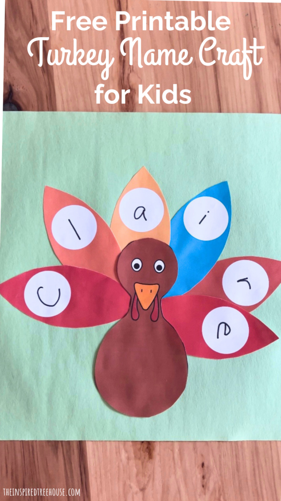 Free printable turkey name craft for kids
