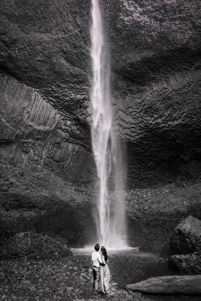 Beautiful engagement session at Latourell Falls in Oregon taken by Charlotte, NC wedding photographer The Lilac Lion Photography.
