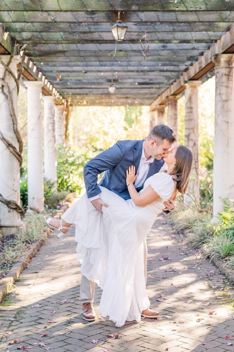 Charlotte area engagement photos with a variety of backdrops