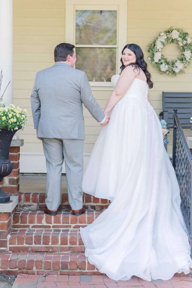 Ball gown bride at Alexander Homestead wedding venue in Charlotte NC