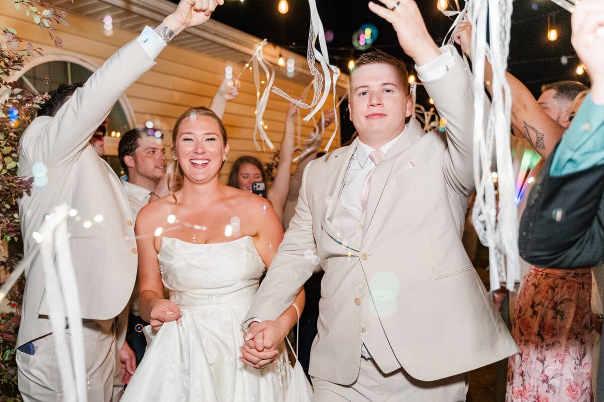 LED sparkler exit Mariposa Chapel spring wedding near Charlotte NC
