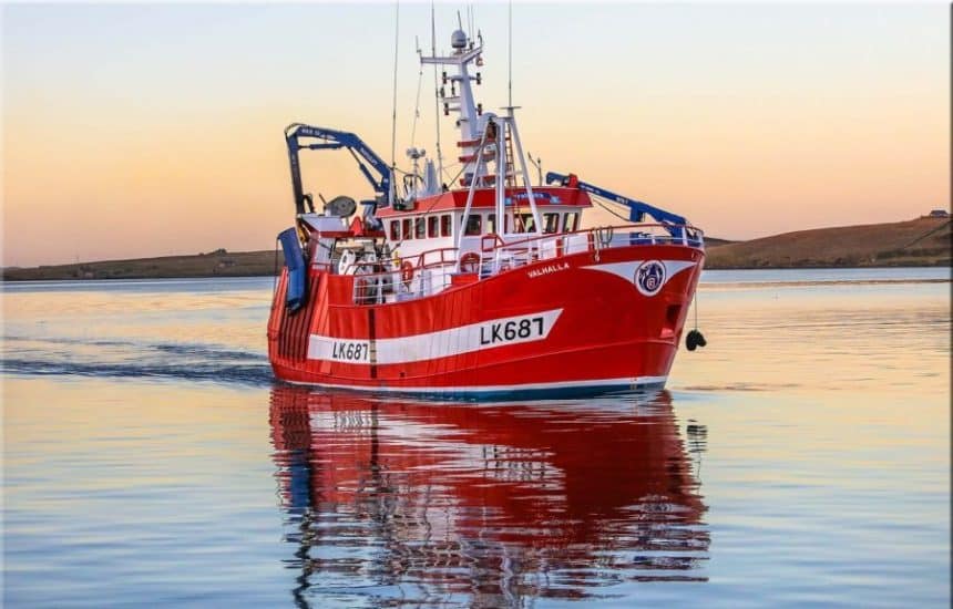 Fishing vessel in port, commercial fishing industry publication, gear, catches, industry equipment,.