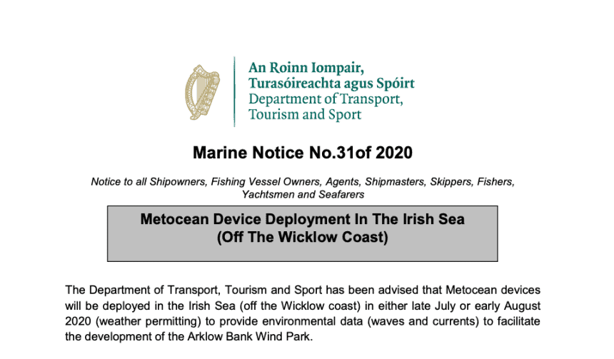 Commercial fishing vessels deploying metocean devices in Irish Sea, industry equipment, gear, ports.