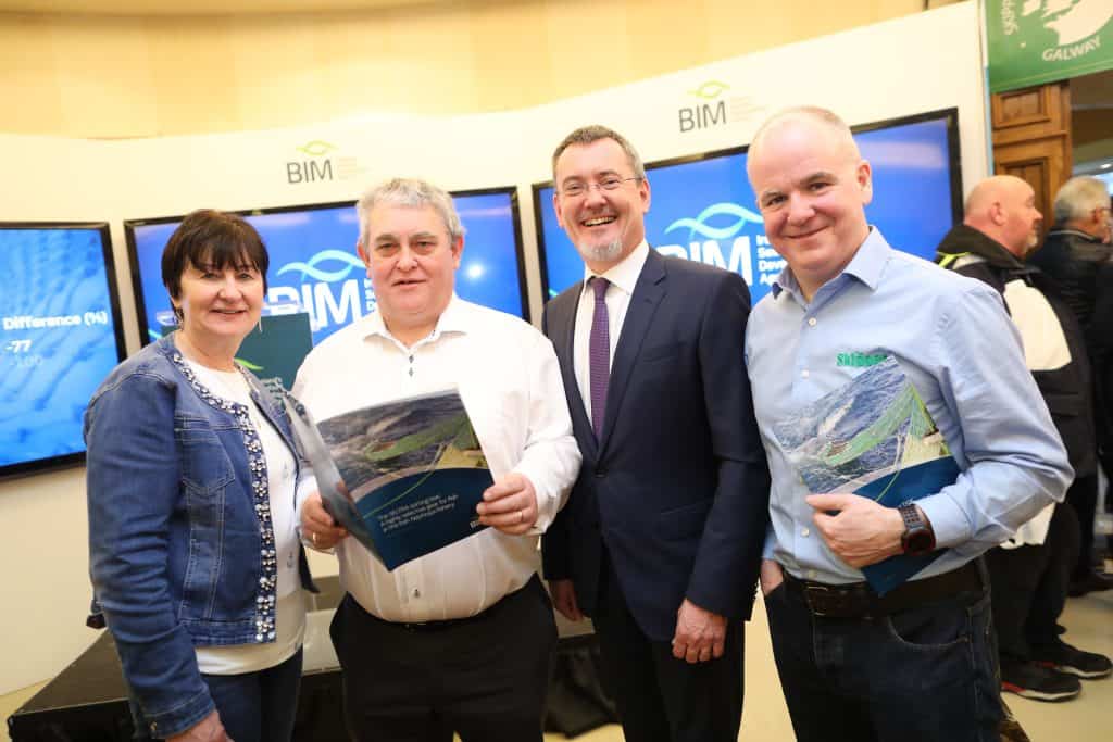 Fishermen and industry representatives at Irish Skipper Expo 2022 with fishing vessel gear displays,.