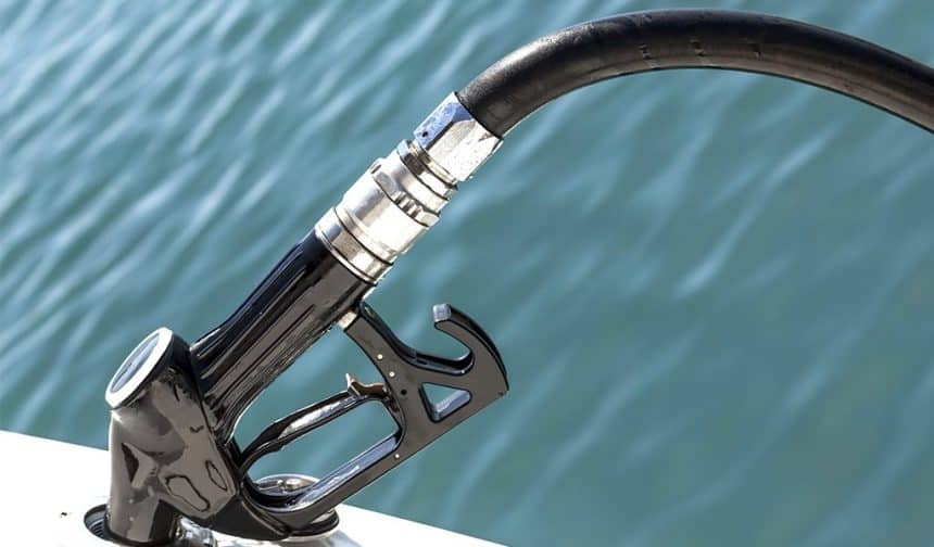 Close-up of fishing vessel steering gear in commercial fishing industry publication.