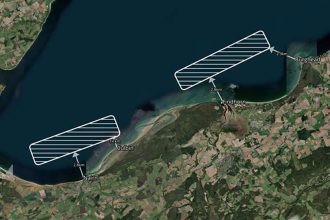 Commercial fishing vessels operating in a port, with gear and industry equipment visible, in a busy,.
