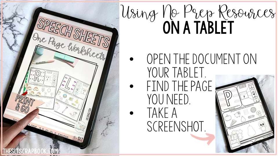 use no prep resources on a tablet