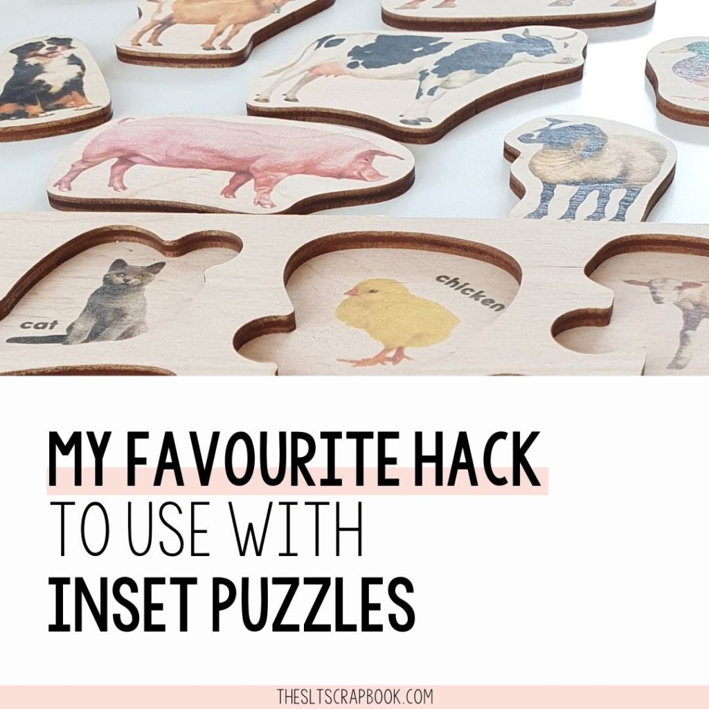 Picure of an inset puzzle with all the pieces removed. The text reads "my favourite hack to use with inset puzzles".