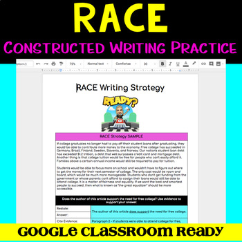 RACE Constructed Writing Practice - Common Core Aligned