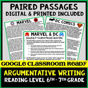 DIGITAL Paired Text (Passage) - Argumentative - 6-7 Grade Reading Level
