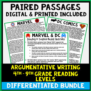Paired Passage - DIFFERENTIATED BUNDLE - Argumentative Writing